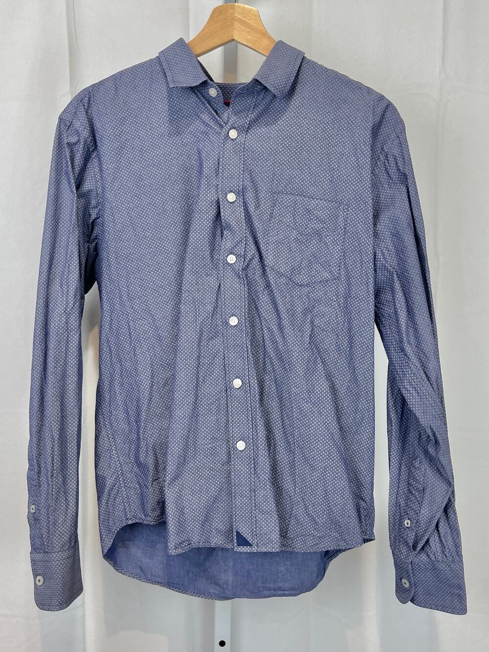 UNTUCKIT Patterned Button Front Long Sleeve Shirt Cotton Blue Size M